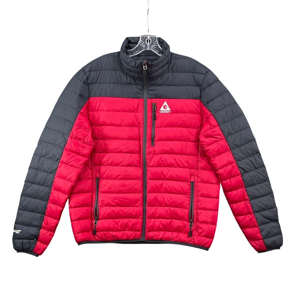Gerry Puffer Jacket Mens Medium Red Black 650 Fill‎ Down Insulated Winter Coat